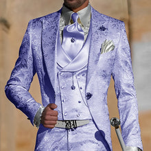 Load image into Gallery viewer, Jacquard Men's Suit 3 Piece Suit Groom Party Tuxedo Wedding Men's Formal Jacket Pants Vest Slim Fit Custom Suit Male
