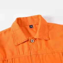 Load image into Gallery viewer, Men's Long-sleeve Orange Denim Jackets
