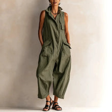 Load image into Gallery viewer, Jumpsuits Women Rompers Summer Fashion Sleeveless Lapel Loose Comfortable Solid Pocket Vacation Casual Jumpsuits Womens Clothing

