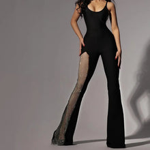 Load image into Gallery viewer, Gauze Jumpsuits Solid Black Jump Suits For Women Overalls Sleeveless Combinaison Femme Flare Pants Romper Monos Mujer Elegante
