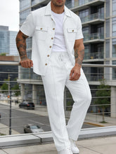 Load image into Gallery viewer, Men's Summer Fashion Comfortable Casual Sports Two-Piece Suit Workwear Shirt And Pants Set Short Sleeve Shirt
