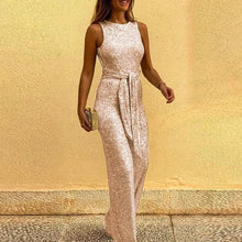 Load image into Gallery viewer, Women Jumpsuits Sexy Backless Sequins Elegant O Neck Sleeveless Lace Up Casual Rompers Glitter Party Clubwear Costume for Female
