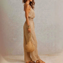 Load image into Gallery viewer, Solid Color Casual Jumpsuit Summer Simple Fashion Commuting Style Sleeveless Halterneck Mid-waist Backless Wide-leg Jumpsuit
