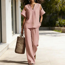 Load image into Gallery viewer, Women Two-piece Suit Summer Women's Set, Women's Short Sleeved Fashion Casual Pants Two-piece Set Versatile Women Clothing
