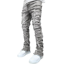 Load image into Gallery viewer, American  Stretch Patch Denim Straight-Leg Pants
