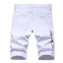 Load image into Gallery viewer, Men Summer White Ripped Denim Shorts Male Holes Short Jeans New Fashion Streetwear Stretch Jeans Shorts Pants Srtaight Fit Jeans
