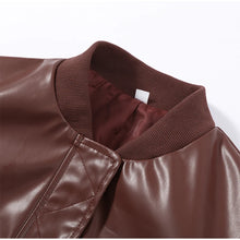 Load image into Gallery viewer, Street Women's Cropped Leather Jacket Skirt Set Stand Collar Zipper Coats Pleated Mini Skirts 2026 Spring Lady Fashion Suit
