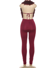 Charger l'image dans la galerie, Nibber Hipster 2-Piece Set Women Plush Tassel Lace-Up Halter v-Neck Backless Vest+High Elasticity Trouser Sexy Midnight Suits
