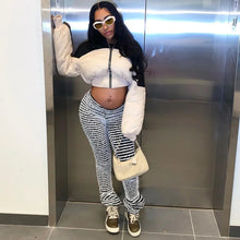 Load image into Gallery viewer, Color Block Stripes  Women High Waist Loose Sweatpants

