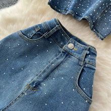Cargar imagen en el visor de la galería, Conjunto de pantalón vaquero sexy de manga corta
