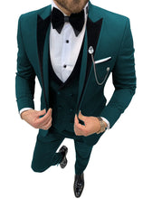 Load image into Gallery viewer, Mens Suits Wave Point Three Pieces Men Dress Suits Casual Commuter Office Business Suits for Wedding (Blazer+Vest+Pants)
