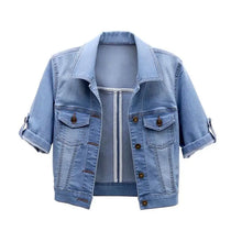 Load image into Gallery viewer, Three Quarter Sleeves Jean Jacket  for Woman
