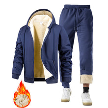 Load image into Gallery viewer, Men's Suit Two-Piece Tracksuit Plush Thickened Warm Sports Jacket+Trousers Sports Suit Winter Outdoor Casual Hoodie Sportswear
