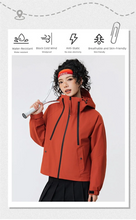 Load image into Gallery viewer, Women's Casual Hooded  Raglan Sleeves Double Zipper Jacket
