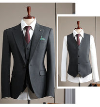 Load image into Gallery viewer, High Quality Men's Suit (jacket+vest+pants) Formal Business Office Men's Suits Groom Wedding Party Dress Solid Color Suit S-4XL
