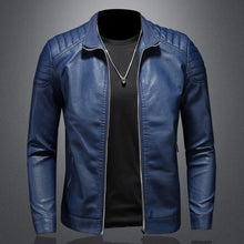 Load image into Gallery viewer, Trendy Men Slim Moto Leather Jackets Coats New Fashion Man Spring Autumn PU Leather Coats Male Solid Casual Thin Leather Coats

