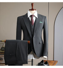 Load image into Gallery viewer, High Quality Men's Suit (jacket+vest+pants) Formal Business Office Men's Suits Groom Wedding Party Dress Solid Color Suit S-4XL
