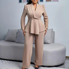 Load image into Gallery viewer, 2 Piece Women Sets Plus Size  New Arrival Matching Two Pieces Sets Blazer Coat Top Pants Suits Outfits Clothing
