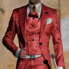 Load image into Gallery viewer, Jacquard Men's Suit 3 Piece Suit Groom Party Tuxedo Wedding Men's Formal Jacket Pants Vest Slim Fit Custom Suit Male
