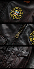 Load image into Gallery viewer, Air Force Flight Jacket Fur Collar Genuine Top Layer Cow Leather Jacket Men Brown Cowhide Men's Winter Military G1 Jacket 6XL
