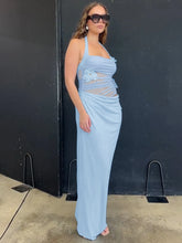 Charger l'image dans la galerie, Dulzura Summer Halter Backless Flower Decoration Sheer Mesh Long Dress
