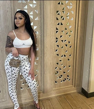 Load image into Gallery viewer, Moon Printed Sports Women Sleeveless Crop Top and Skinny Pant Suit
