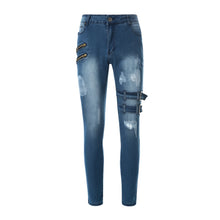 Load image into Gallery viewer, Men Slim Biker Ripped Long Denim  Skinny Jeans
