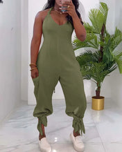 Load image into Gallery viewer, Halter Tied Detail Pocket Design Jumpsuit
