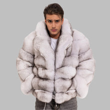 Load image into Gallery viewer, Real Fur Coat Men Natural Fox Fur Coats Turndown Collar Luxury Winter Men's Coat High Quality Warm Blue Fox
