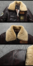 Load image into Gallery viewer, Air Force Flight Jacket Fur Collar Genuine Top Layer Cow Leather Jacket Men Brown Cowhide Men's Winter Military G1 Jacket 6XL
