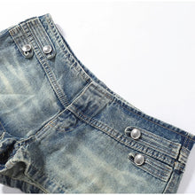 Load image into Gallery viewer, Y2K Style Denim Jacket Shorts Set Women's Stand Collar Button Long Sleeve Coats Low Waist Mini Short 2026 Summer New Lady Outfit
