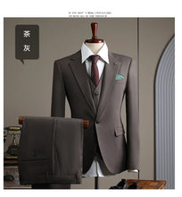 Load image into Gallery viewer, High Quality Men's Suit (jacket+vest+pants) Formal Business Office Men's Suits Groom Wedding Party Dress Solid Color Suit S-4XL
