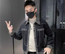 Load image into Gallery viewer, Men's Black Male  Splicing  Korean Reviews Stylish Jacket
