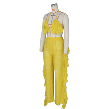 Load image into Gallery viewer, Sexy Two Piece Pant Sets Women Hollow Out Trousers Matching Sets Strapless Tassels Hole Pencil Pants Suits High Street Summer
