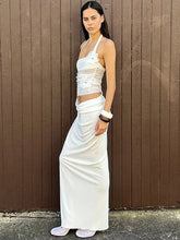Charger l'image dans la galerie, Dulzura Summer Halter Backless Flower Decoration Sheer Mesh Long Dress
