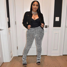 Load image into Gallery viewer, Color Block Stripes  Women High Waist Loose Sweatpants
