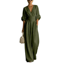 Load image into Gallery viewer, Women's Jumpsuit Fashion High Waist V-neck Casual Jumpsuits Sexy Solid Color Office Wide Leg Trousers Overalls Vacation Outfit

