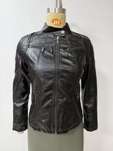 Load image into Gallery viewer, Faux Leather Motorcycle Jacket for Women, Female Coat, Moto Biker, Purple, Black, Zipper windproof jacket leather jacket
