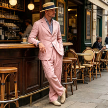 Load image into Gallery viewer, Men's Linen Suit 2 Pieces Luxury Slim Fit Casual Blazer Straight Leg Pants Breathable Wrinkle Resistant Lightweight For Wedding
