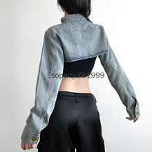 Load image into Gallery viewer, Women  Denim Y2K Aesthetic Vintage Sexy Crop Top Jacket

