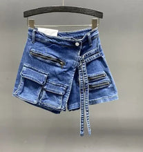 Load image into Gallery viewer, New Women's Denim Shorts Irregular Multiple Pockets Design Summer Short Jeans Y2k Streetwear High Waist Wide Leg Shorts Skirts
