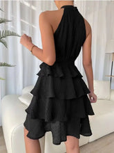 Load image into Gallery viewer, Women's Red Mini Dress Vestidos 2025 Summer Fashion Sexy Style Halter Sleeveless Ruffle Edge Tied Woman Dresses Women Sundress
