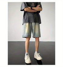 Load image into Gallery viewer, Embroidered Denim Shorts Men's Summer American Retro Street Five-point Pants Trendy Brand Trendy Loose
