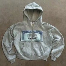 Load image into Gallery viewer, American Y2K New Hip Hop Trend Zipper Hoodie Women Street Casual Loose Joker Vintage Sweatshirt Unisex Fleece Padded Warm Hoodie
