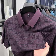Load image into Gallery viewer, Men's High End New Summer Printed Business Collar Polo Shirt Ice Silk Fashionable Casual Collar T-Shirt Comfort Top Men's Wear
