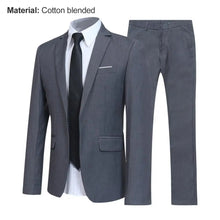 Load image into Gallery viewer, Men Suit Set Turndown Collar Lapel Pockets Buttons Groom Suit Set Solid Color Suit Pants Two Pieces Set Stylish Men Sets
