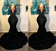 Lade das Bild in den Galerie-Viewer, Black Sequin Rhinestones Mermaid Prom Dresses  Dress
