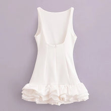 Load image into Gallery viewer, Sexy Women Mini Dress Green Bule Pink Black White O Neck Ruffle Design Sexy Bodycon Dress Women Sleeveless Party Dress
