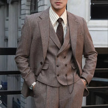 Load image into Gallery viewer, Men's 3 Piece Herringbone Suit
