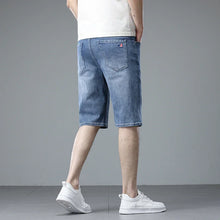 Load image into Gallery viewer, Summer Thin Men Korean Fashion Stretch Denim Shorts Classic Washed Straight Fit Knee Length Casual Versatile Jean Short Pants
